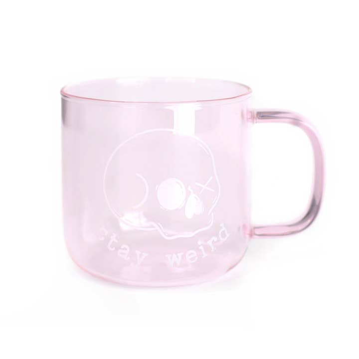 Electric Little Things - Wholesale Coffee Mug - Stay Weird Skull Mug, Pink Borosilicate glass tea cup