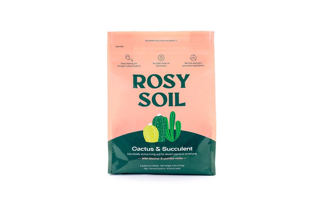 Rosy Soil - Vente Terreau de plantation/rempotage - Mélange biologique pour cactus et plantes succulentes, 4 pintes1