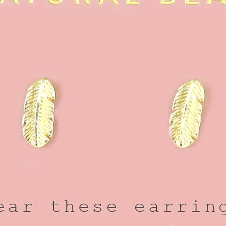 New Moon Gold Earrings - NATURAL BEAUTY/LEAF for wholesale by Lucky Feather