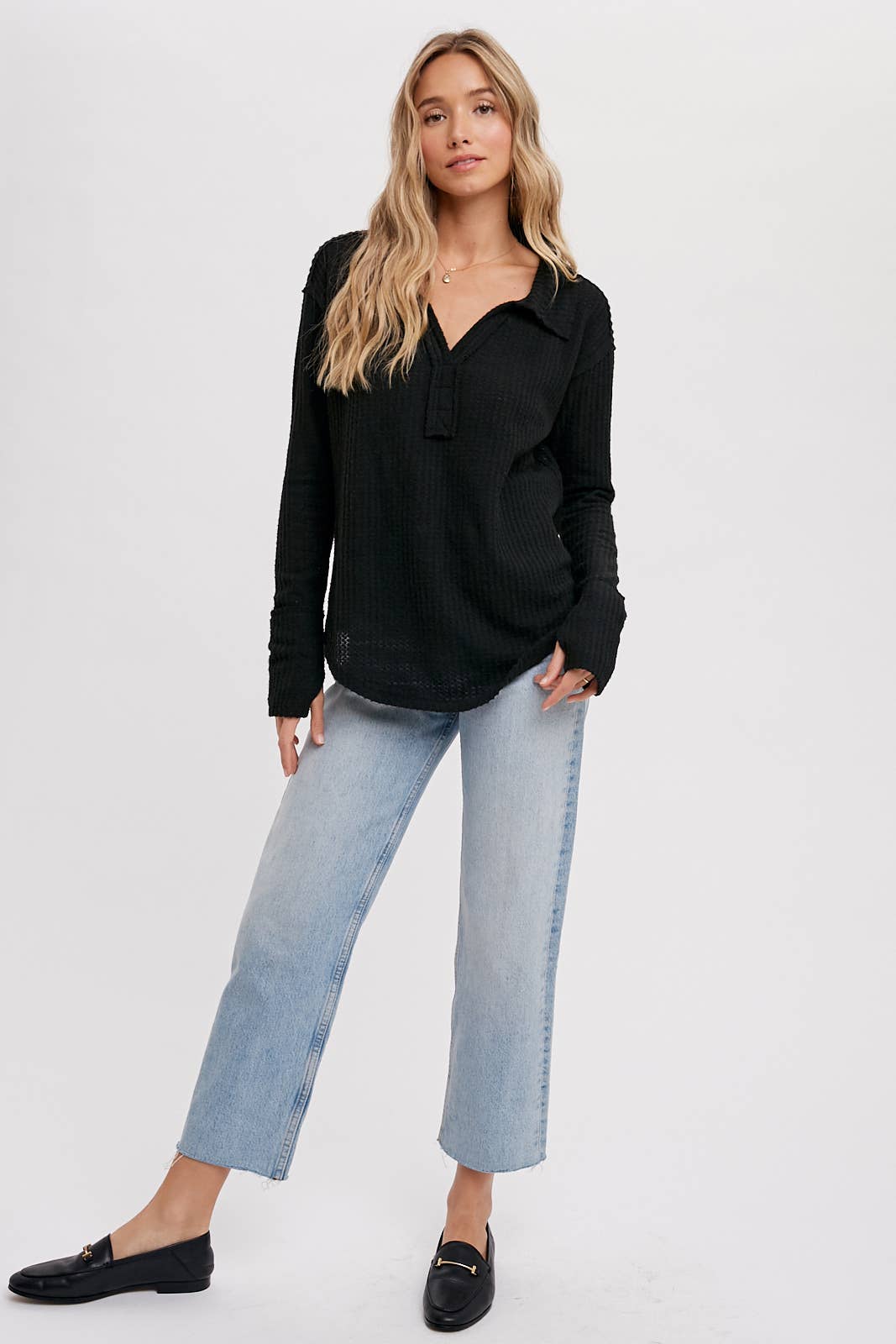 Bluivy - Wholesale Knit Top - Women's - BRUSHED WAFFLE HENLEY TOP36