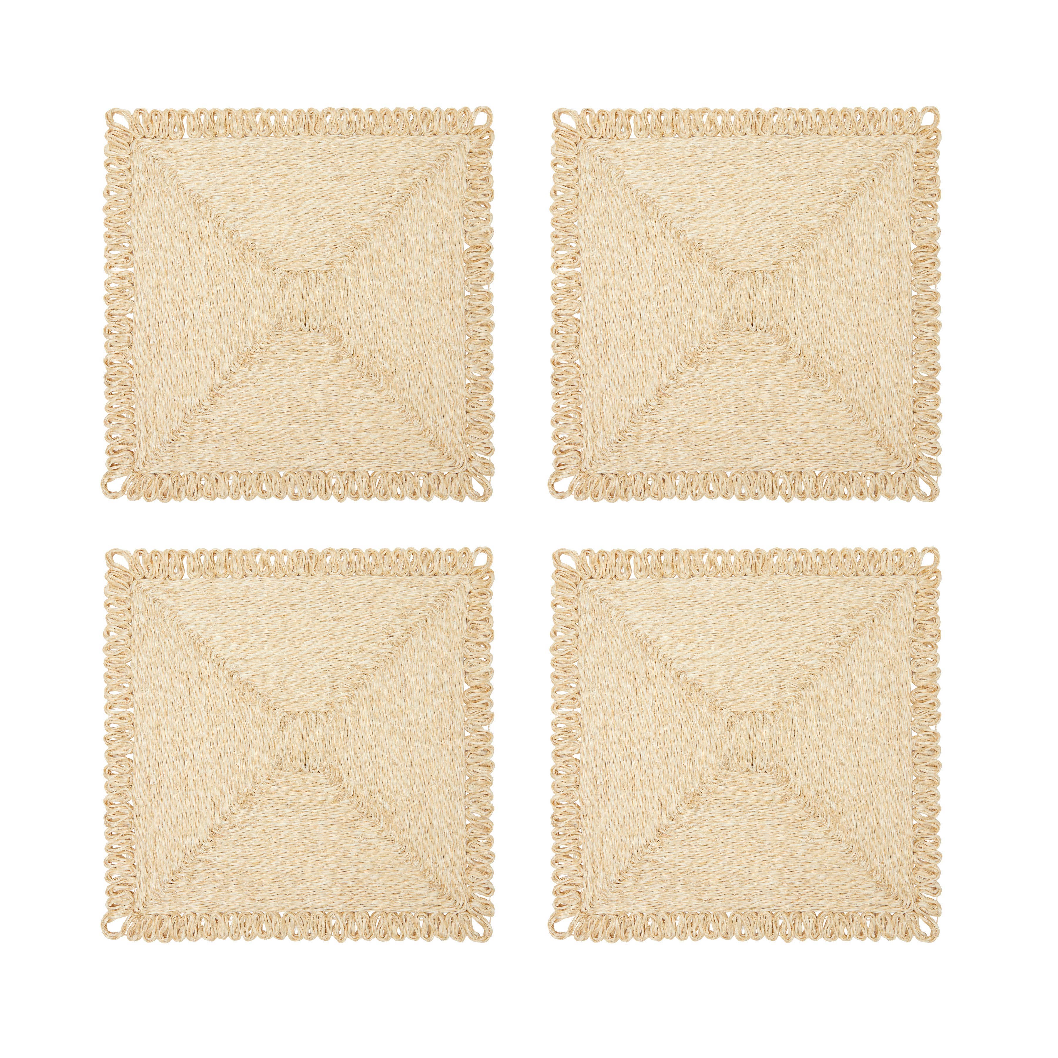 Couleur Nature - Vente Sets de table - Ensemble de 4 carrés naturels en abaca torsadé de 14 pouces2