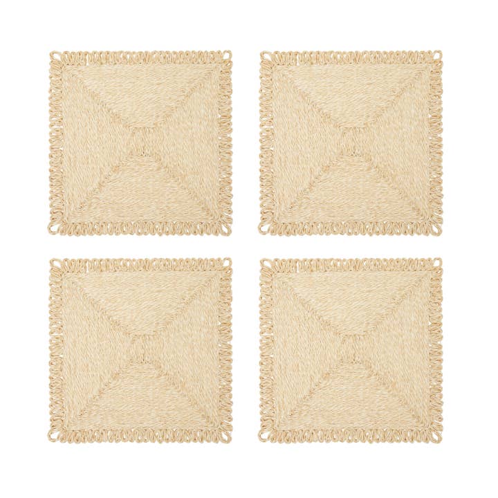 Couleur Nature - Vente Sets de table - Ensemble de 4 carrés naturels en abaca torsadé de 14 pouces2