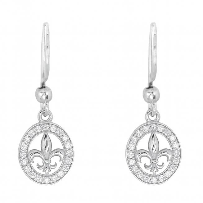 B.O. Crochet Fleur de Lys Ovale Argent Rhodié 925 et Oz pour la vente par TALISMAN JEWELLERY (D&Fidanverdi, S.L.)