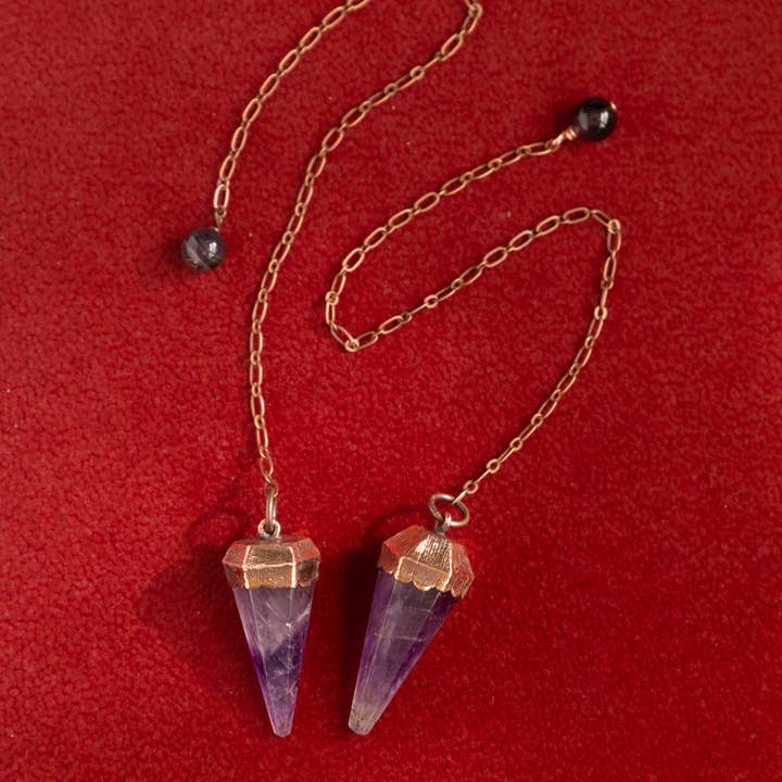The Cyprus Cabinet - Wholesale Spiritual Stone/Crystal - Amethyst Copper + Crystal Pendulum0