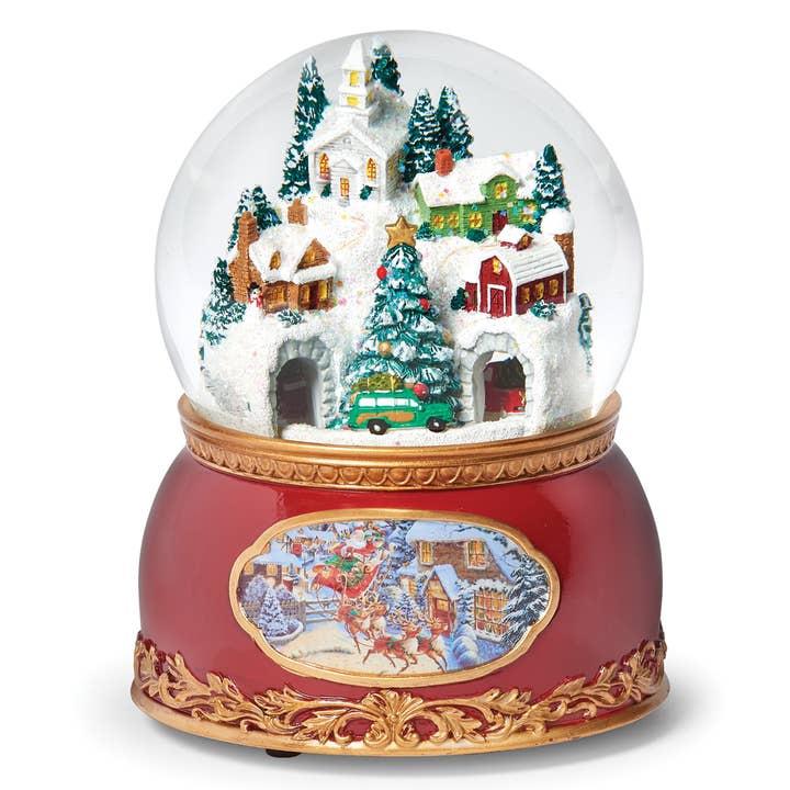 Musical Town Glitterdome with Rotating Cars for wholesale by Roman