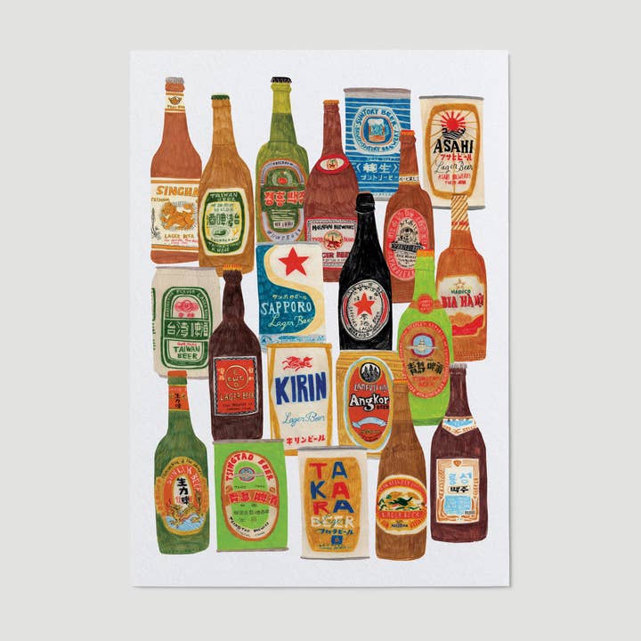Asian Beers Art Print for wholesale by James Barker