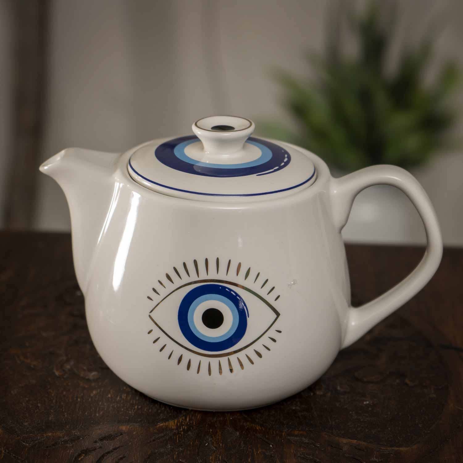 Pacific Trading - Wholesale Tea Pot - All Seeing Eye Teapot with Strainer White5
