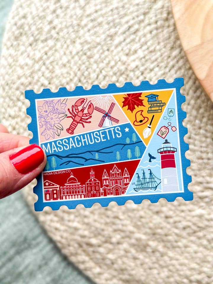 Massachusetts Stamp Magnet for wholesale by Nadia Design Co