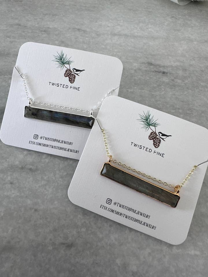Labradorite Bar Necklace for wholesale by Twisted Pine Jewelry