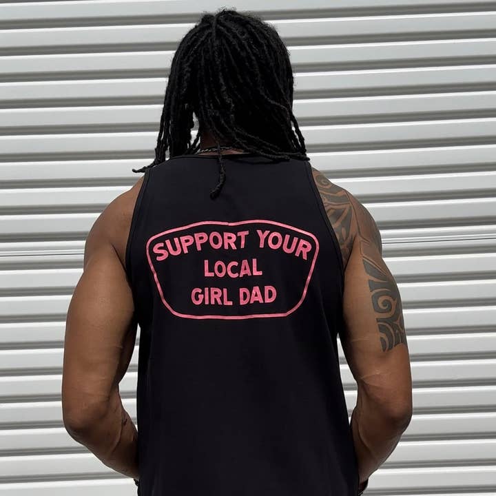 Support Your Local Girl Dad Lifestyle Tank (Black) for wholesale by Dadbod Apparel