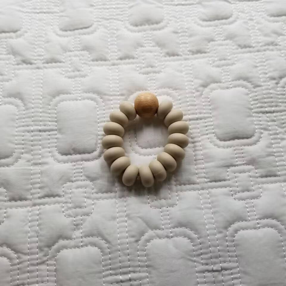 D & C TOYS - Wholesale Teether (Not Clip-On) - Baby - Teething Ring Wood + Silicone Beads Teether Toy0