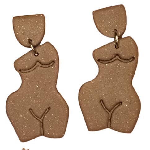 Boucles d'oreilles en pâte polymère Babes - Chocolate pour la vente par Opal Creative