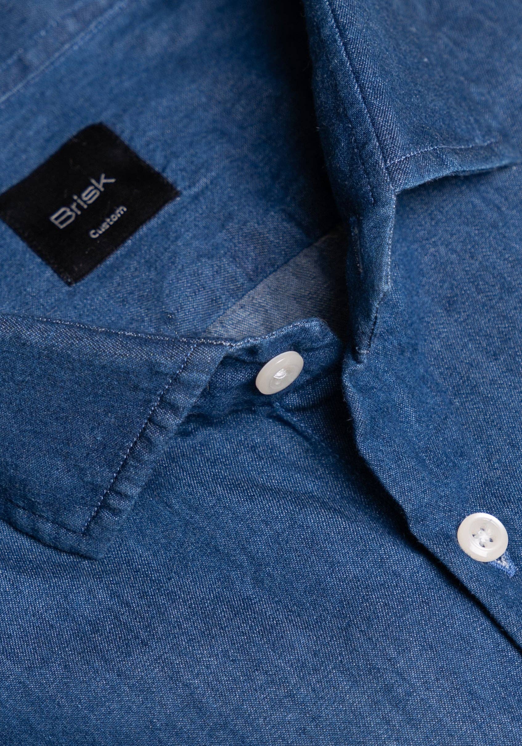 BRISK - Wholesale Button Down Shirt - Men's - Summer Denim Dark Wash - Half Sleeves2