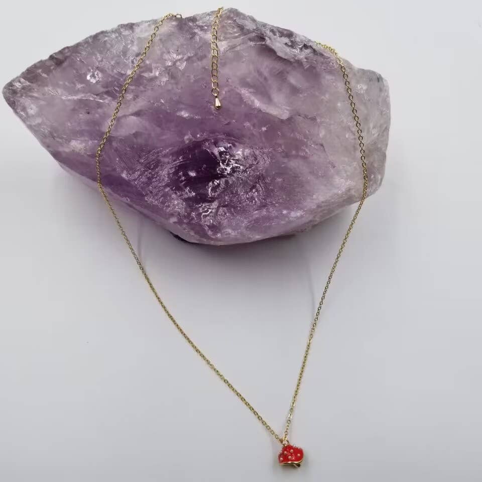 magnolia jewelry - Wholesale Halskettinghanger - Emaille halsketting met paddenstoel2