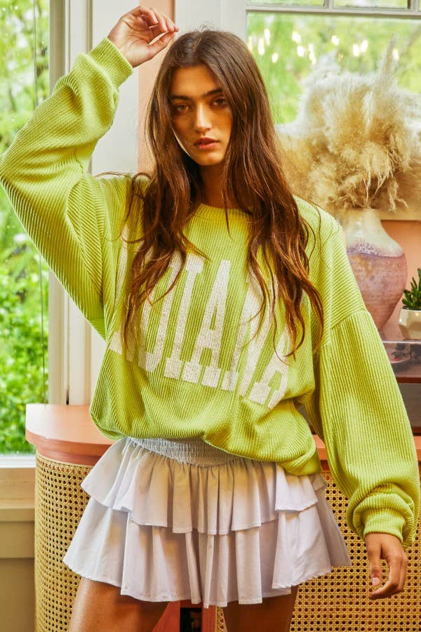 BUCKETLIST INC - Wholesale Graphic Sweatshirt - Women's - T1770I -'INDIANA' Comfy Oversize Graphic Sweatshirt, Gameday19