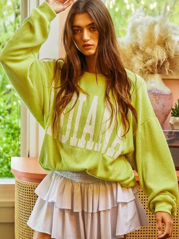 BUCKETLIST INC - Wholesale Graphic Sweatshirt - Women's - T1770I -'INDIANA' Comfy Oversize Graphic Sweatshirt, Gameday19