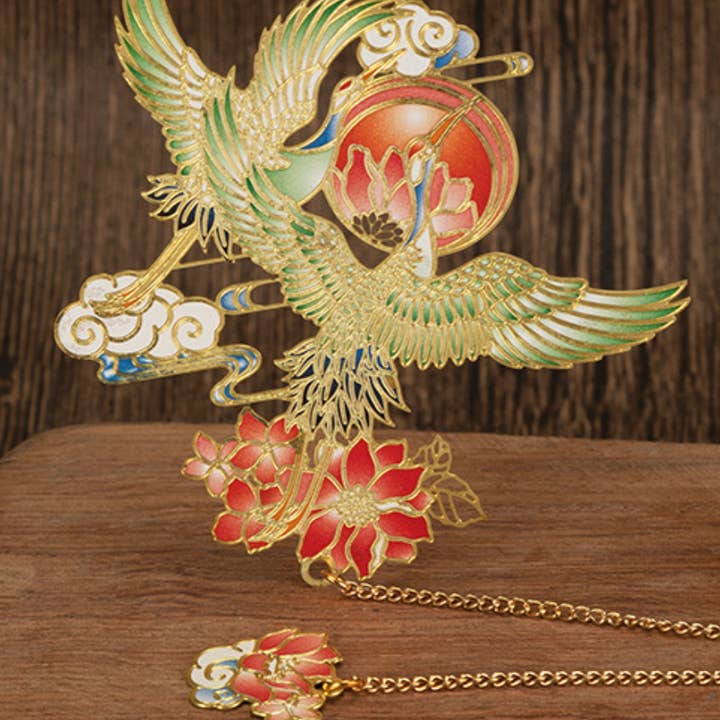 Cranes Flying Over Lotus Bookmark for wholesale by Bright MacMing