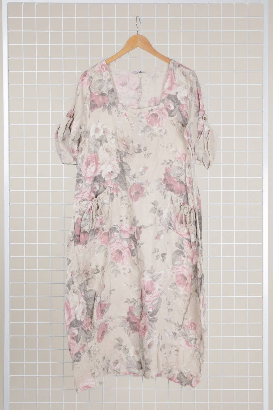 la maison des fibres naturelles – Großhandel Kleid – Damen – Leinenkleid mit floralem Muster, 100 % Leinen, Modell 6796715