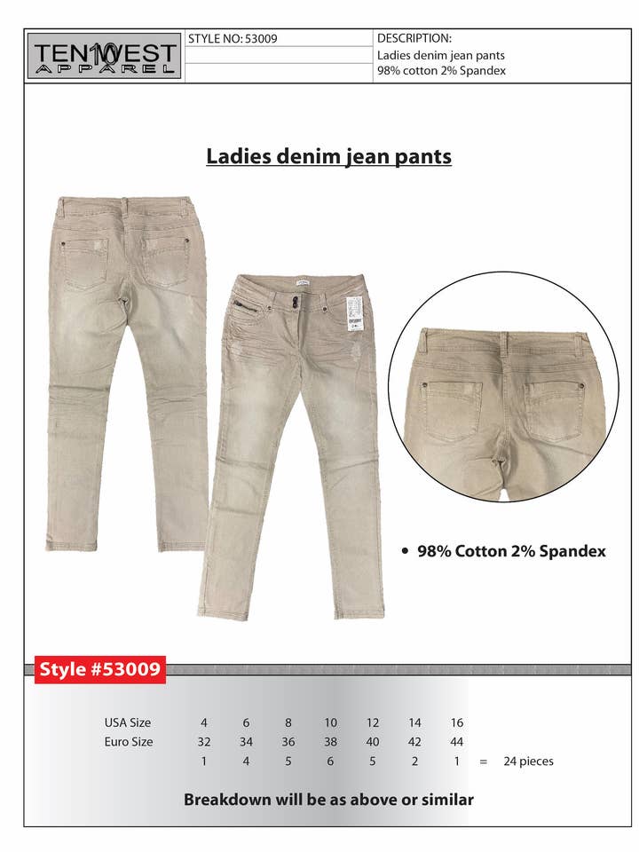 Ladies grey stretch denim jeans for wholesale by Ten West Apparel