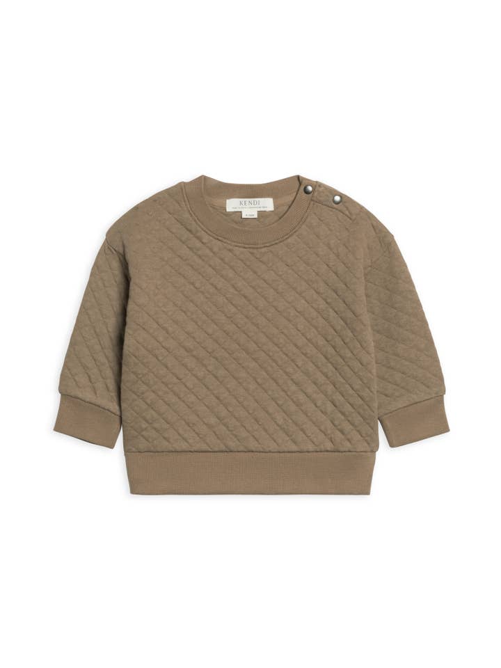 Colored Organics - Wholesale Sweatshirt - Kids - Sutton Quilted Jacquard Pullover - Taupe