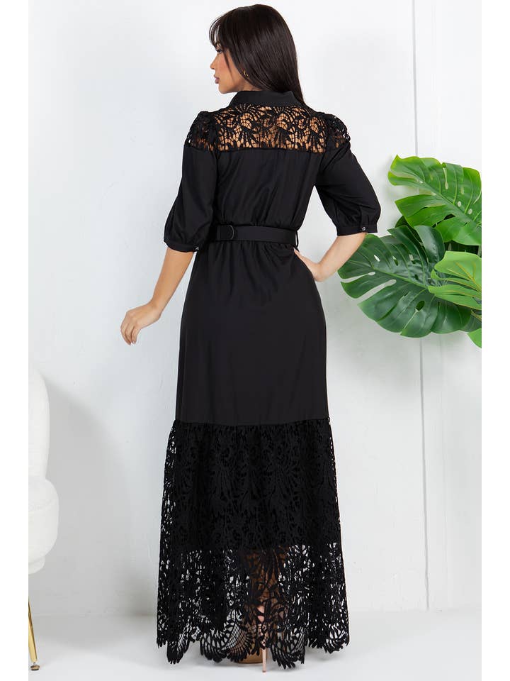 Fashion Space - Wholesale Dress - Women's - Women's Solid Crochet Elegant Maxi Dress4
