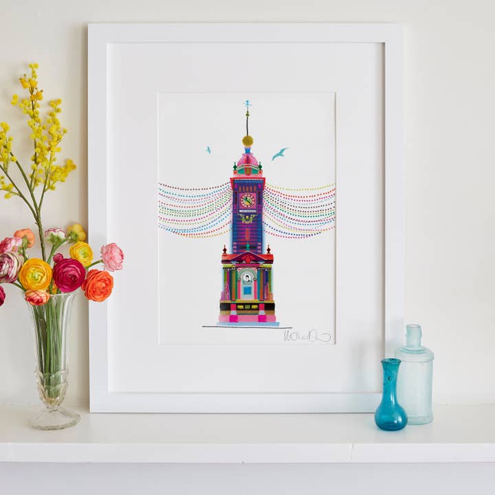 Brighton Clock Tower Druck, Wahrzeichen von Sussex für den Großhandel von I Drew This
