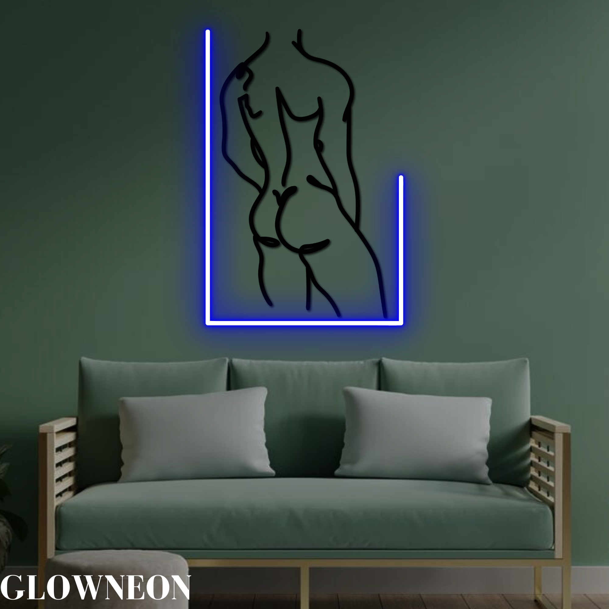 Glow Neon - Wholesale Neon Sign - Design Body Man One Line Art, Sexy Muscle Man Wall Art Decor1