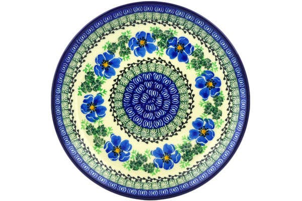 Polmedia Polish Pottery - Wholesale Dinner Plate - Dessert Plate 8" Scarlet Pimpernel Flower Theme1