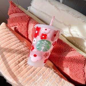 Starbucks tumbler- pink hearts tumbler- valentine tumbler- pink Starbu -  LGH Designs Corp
