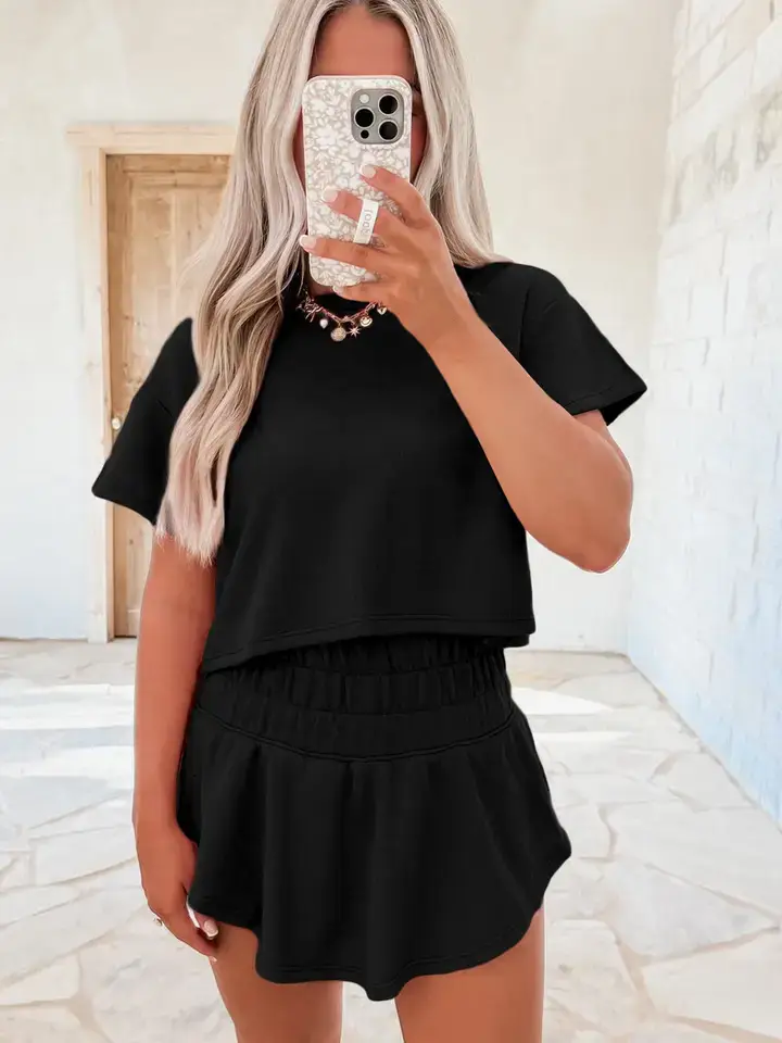 Lovesoft – wholesale Set med topp och kjol - Dam – Blossom 2-delad uppsättning med kort topp och högmidjad kjol med volanger.4