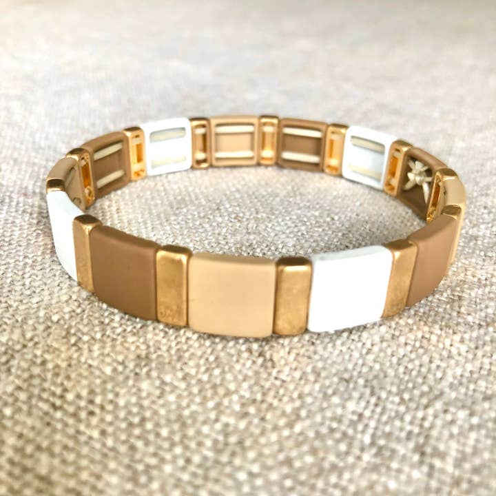 B1235-BR Color Square Stretch Bracelet for wholesale by CEmeraki