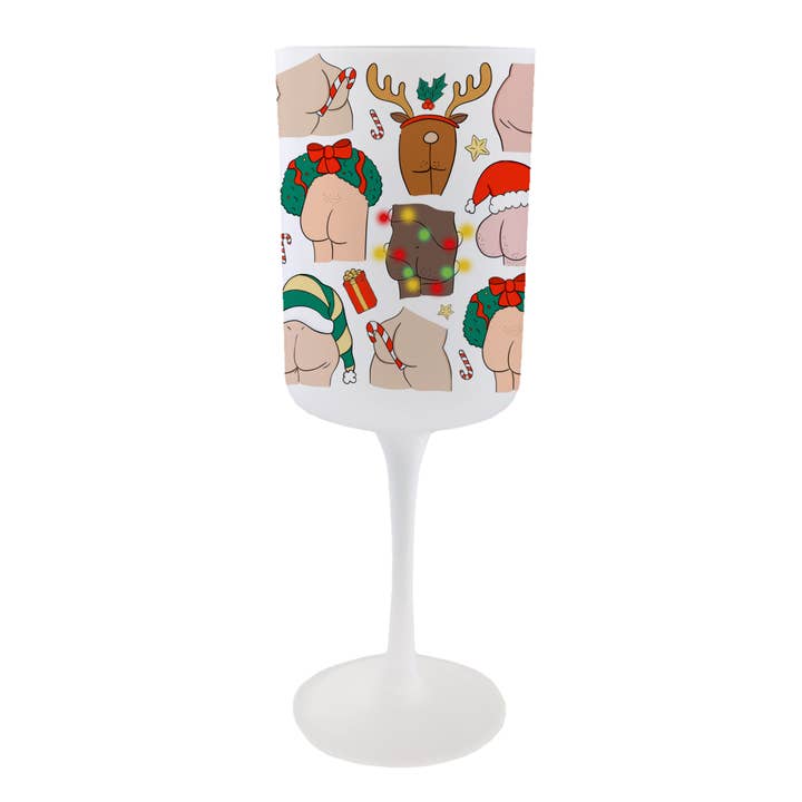 Verre à vin Mistletoe Cheeks pour la vente par Risqué Gifts