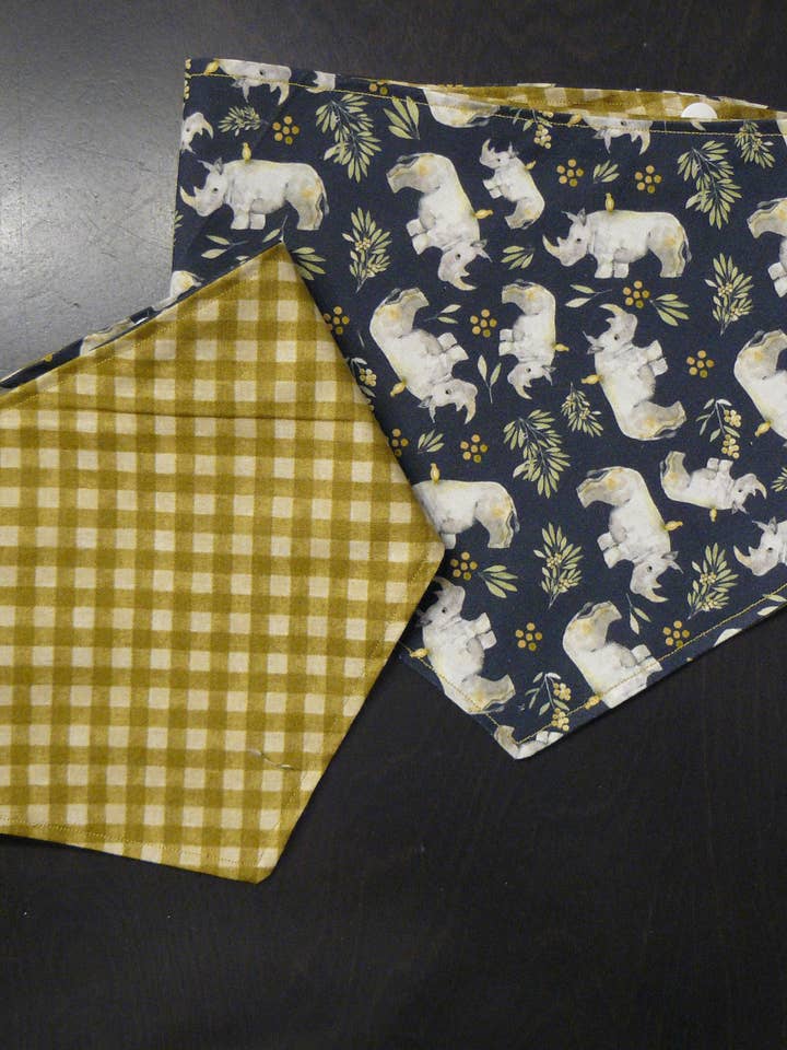 Rhinos Reversible Pet Bandana for wholesale by Bleu Malice