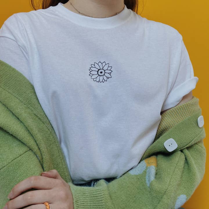 embroidered sunflower t-shirt for wholesale by HemmorBroids