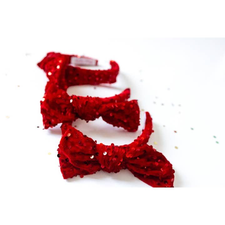 Cheeky Plum - Wholesale Fashion Headband - Women's - Sequin Headband - Red Haute4