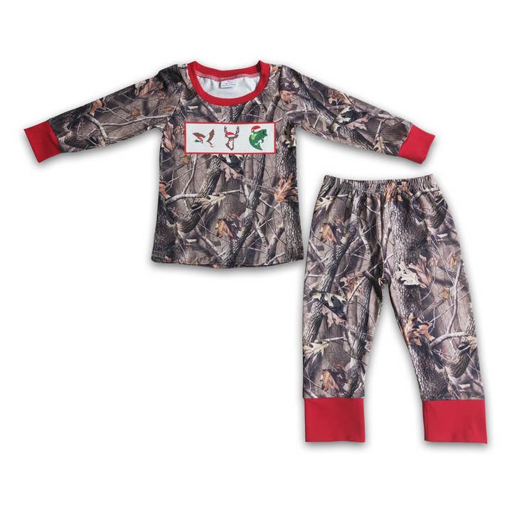 Camo Christmas boy pajamas for wholesale by Yawoo Garments