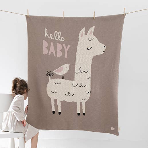 Hallo Lama Bio-Baumwolle Babydecke für den Großhandel von Pink Lemonade
