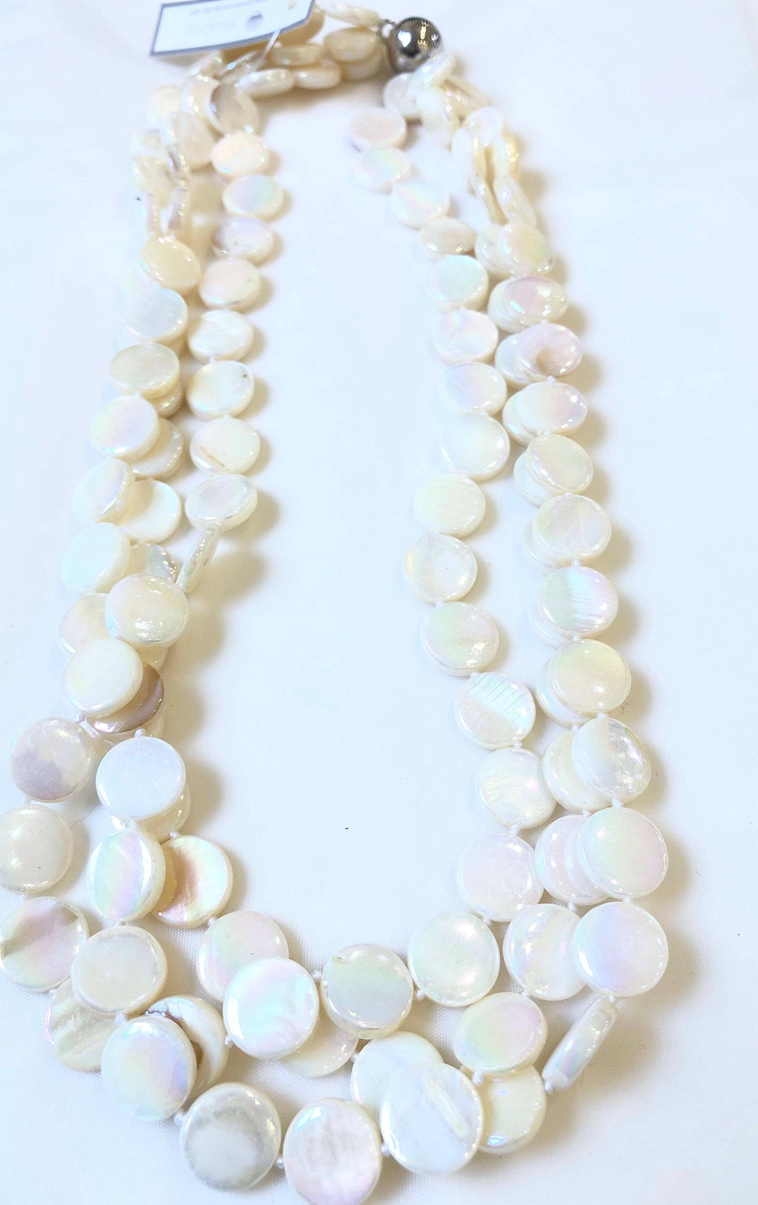 Studio G – wholesale Beaded/pearl necklace – #8023-3 Strand Mother Of Pearl2