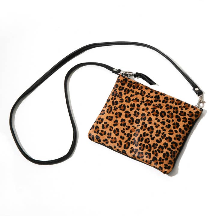 Crossbody de couro leopardo por atacado de Suede&Co