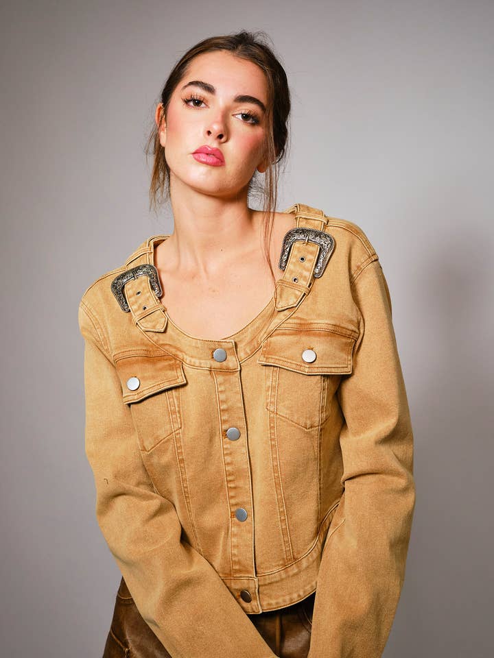 52151J Western Spænde Denimjakke for engroshandel hos Blue B