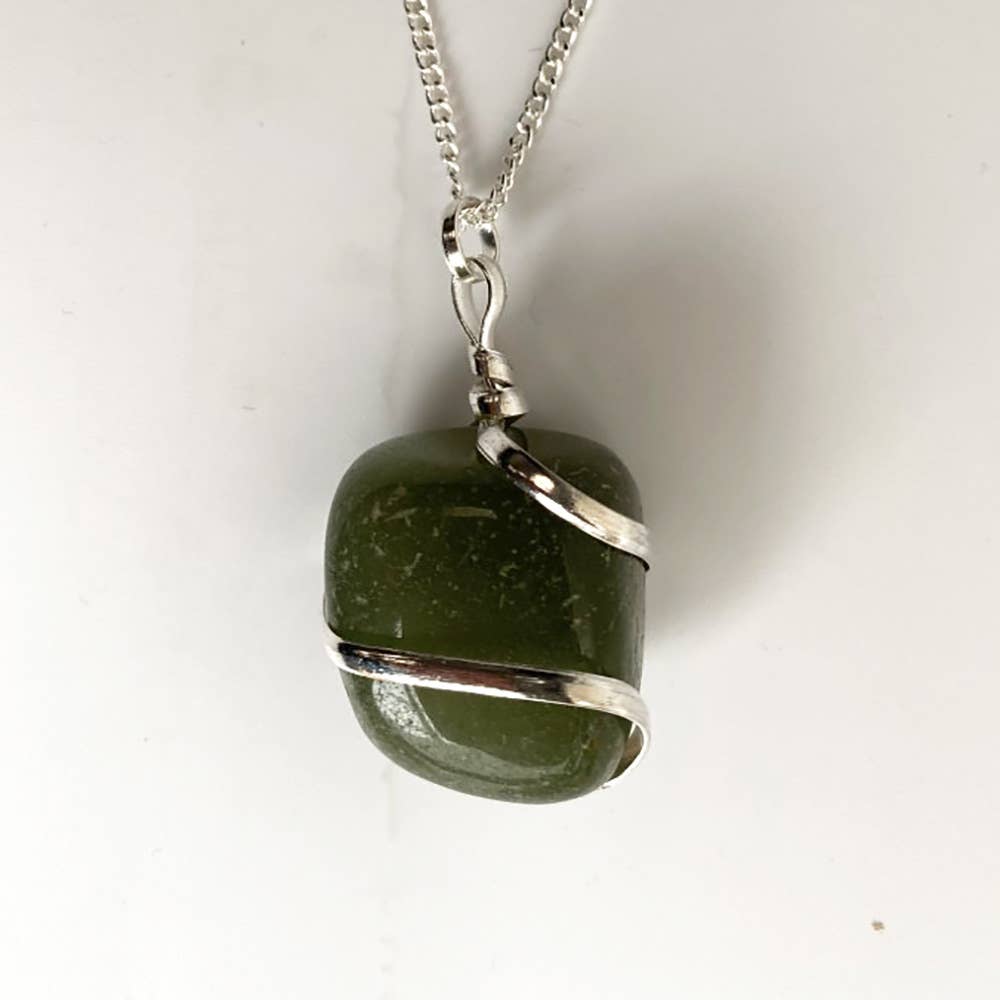 VIE - Wholesale Pendant/Charm Necklace - Tumbled Stone Wire Wrap Pendant, 2-3cm9