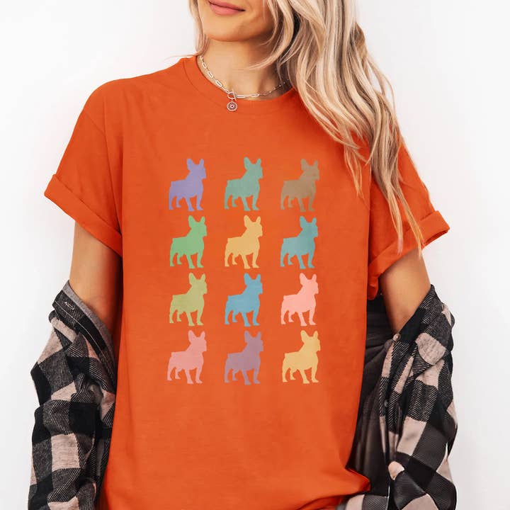 Vivtrek - Wholesale Screen Printed T-Shirt - Women's - French Bulldog Shirt Cute Funny Dog Lover Vintage Tee 57