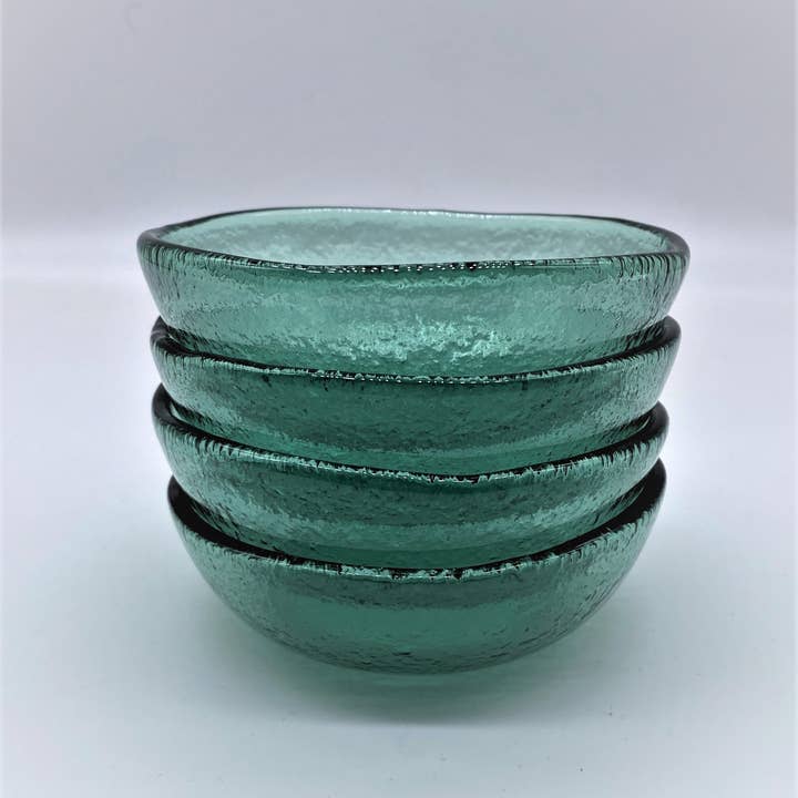 Set of 4 Fused Small Glass Bowls. Glass Dessert Bowls for wholesale by TUART GLASSWARE