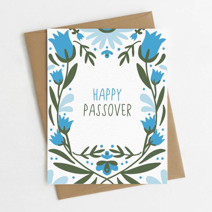 Blue Thistle - Wholesale Passover Card - Happy Passover Greeting Card, Jewish Holiday, Pesach