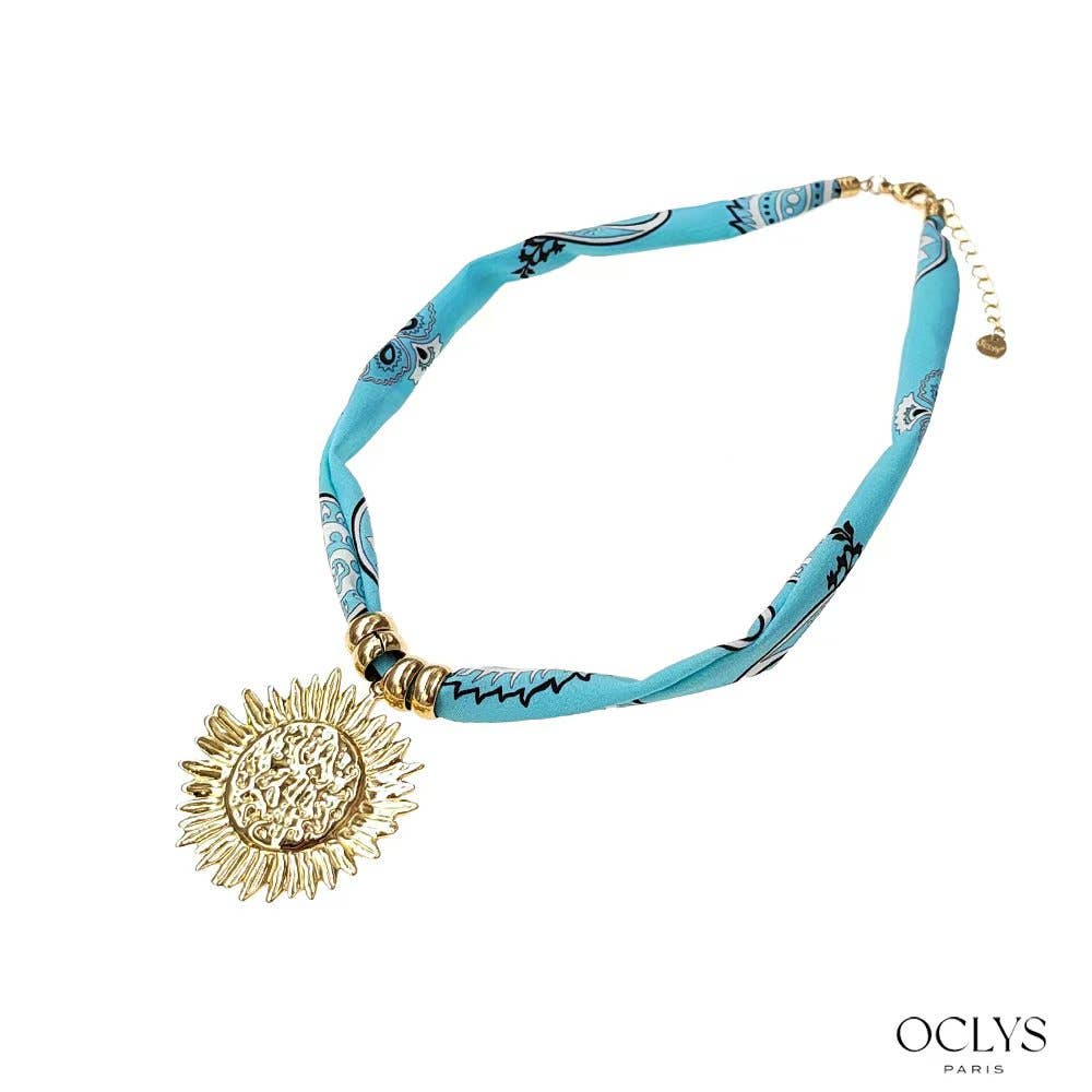 Oclys - Vente Colliers à pendentif - Collier bandana coloré fleur acier inoxydable Alma0