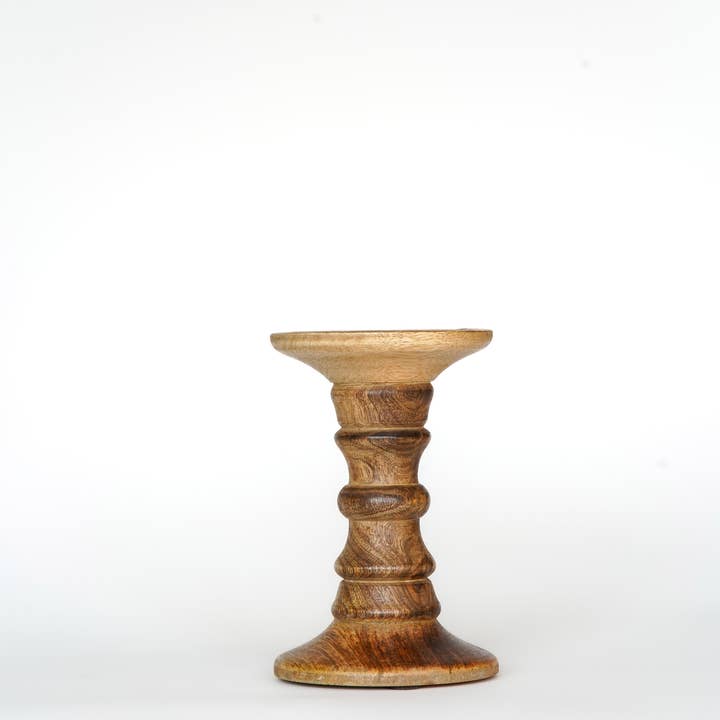 Juego de portavelas ecológico de madera quemada mediana con un pilar para venta al por mayor de BBH Homes LLC