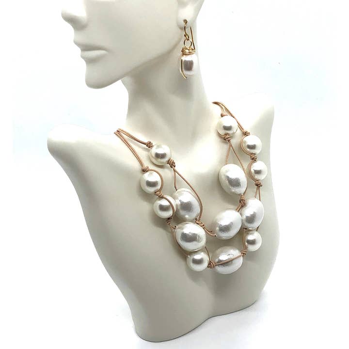 Cotton And Glass Pearl Necklace for wholesale by Deborah Grivas Designs