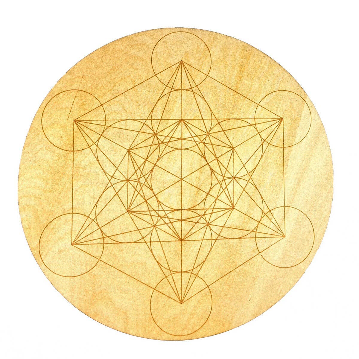 Shamans Crystal - Wholesale Crystal Grid - Crystal Grid Plates Round In Wood, 20cm Wide, Flower of Life5