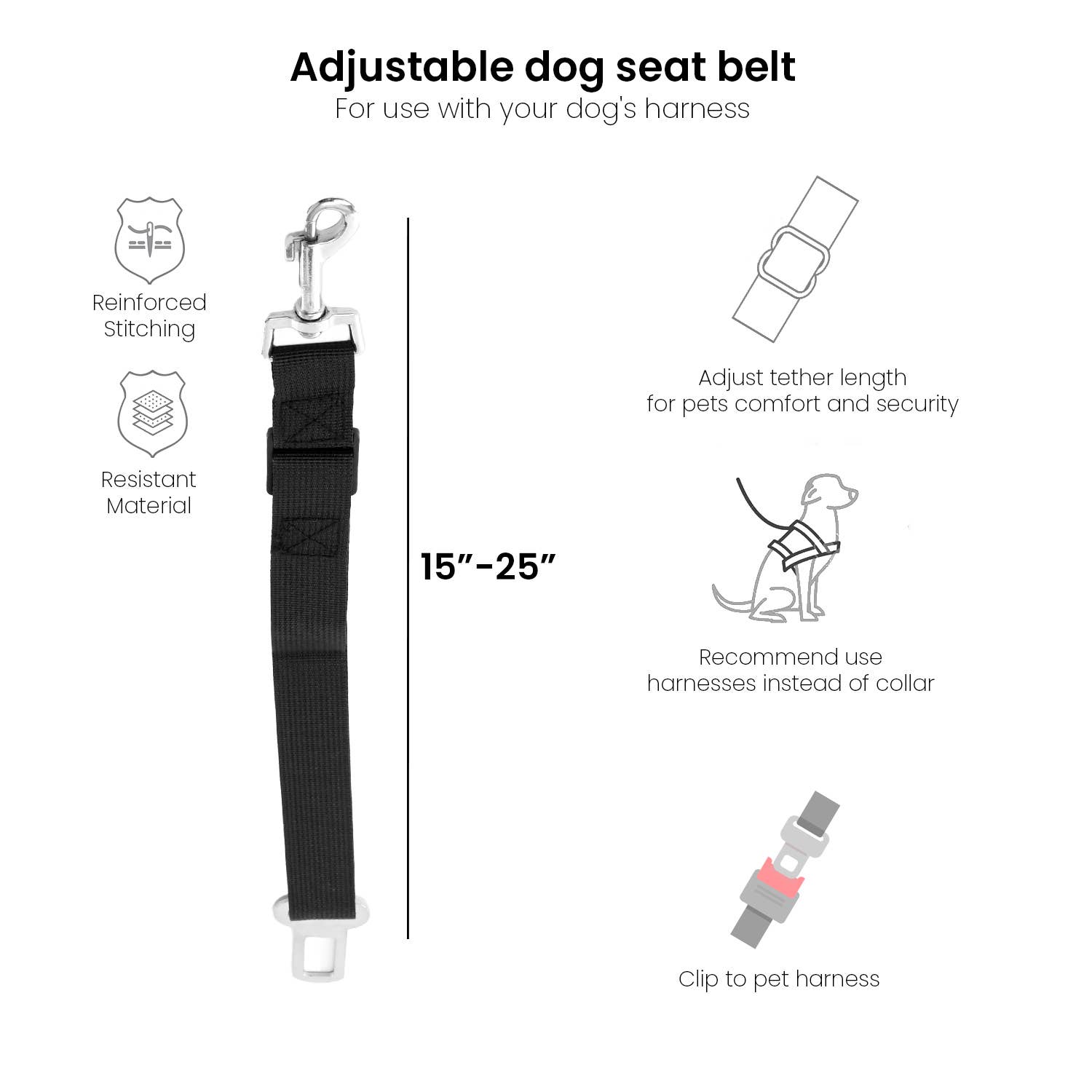 Precious Tails - Wholesale Pet Leash - Dog - Precious Tails Co-Pilot Adjustable Dog Seat Belt9