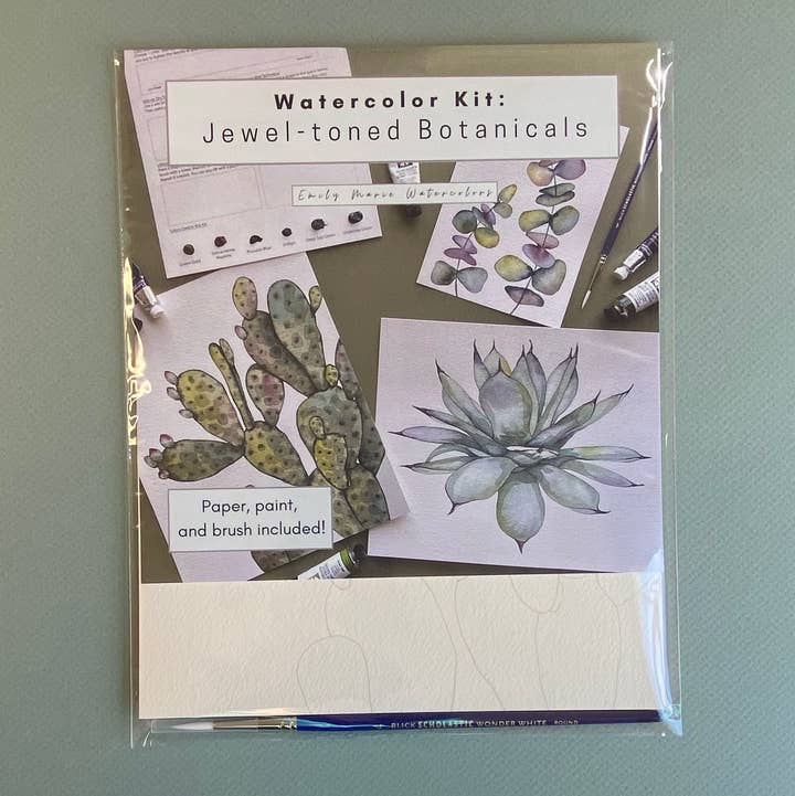 Emily Marie Watercolors - Wholesale DIY Craft Kit - Watercolor Painting Kit: Jewel-Toned Botanicals1